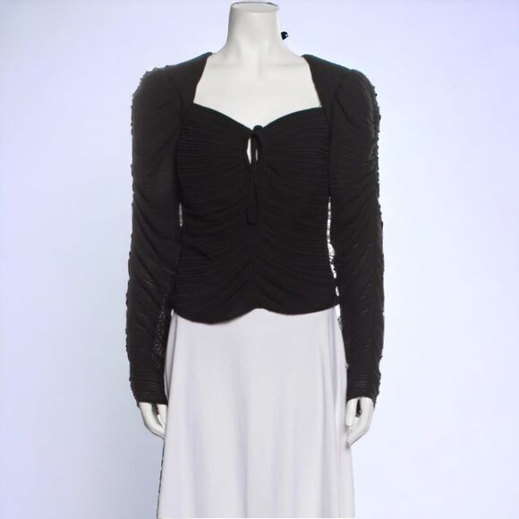 FRAME Square Neckline Long Sleeve Crop Top - S 2-4 - Picture 1 of 11